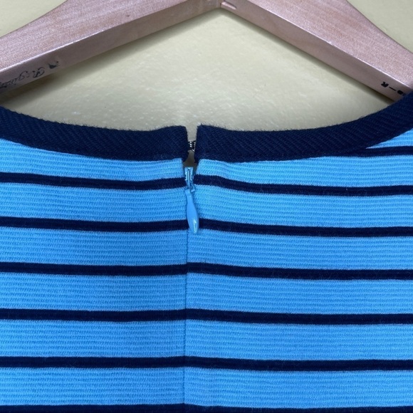 22. Talbots Navy Blue Striped Fit and Flare Dress - Picture 5 of 8